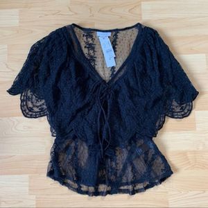 New Black Sheer Topshop Blouse Size 6